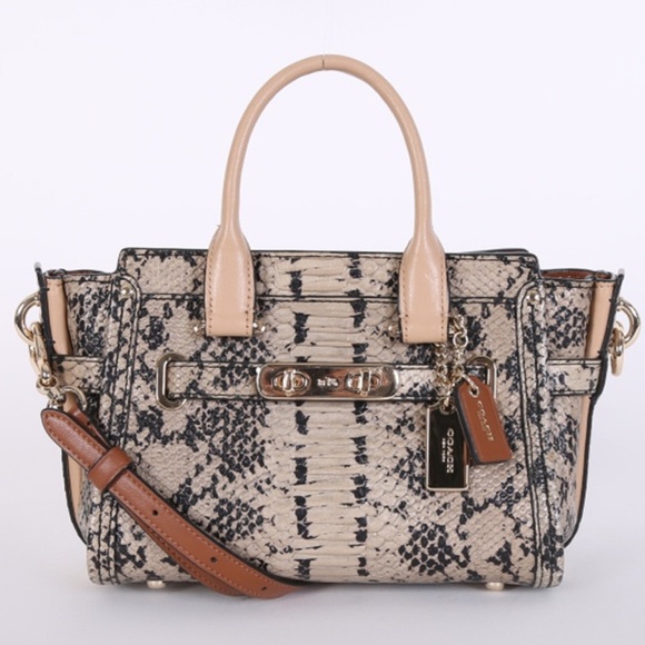 NWT COACH Beechwood Pattern Leather Swagger 20 Crossbody or Purse Option - Picture 1 of 7